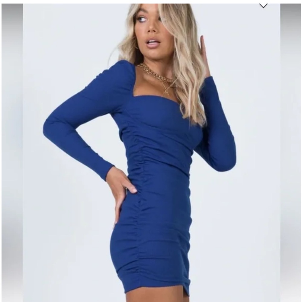 New Princess Polly Blue Portia Mini Dress 
Blue Long Sleeve Dress